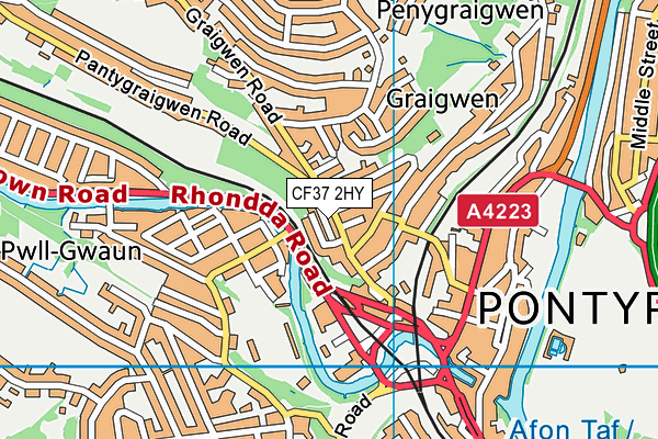 CF37 2HY map - OS VectorMap District (Ordnance Survey)