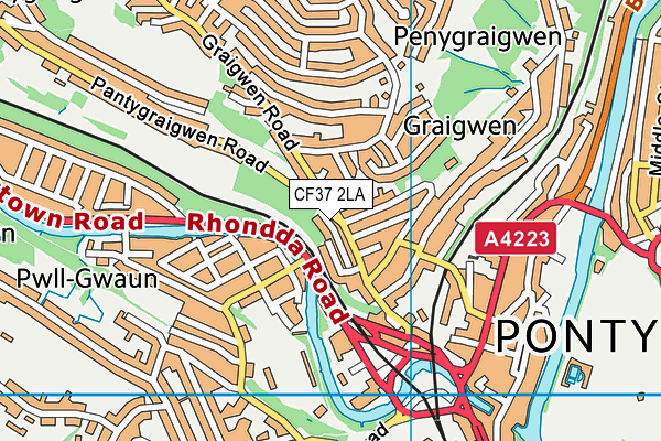 CF37 2LA map - OS VectorMap District (Ordnance Survey)