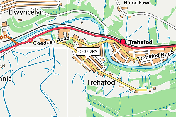 CF37 2PA map - OS VectorMap District (Ordnance Survey)