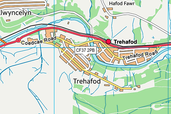 CF37 2PB map - OS VectorMap District (Ordnance Survey)