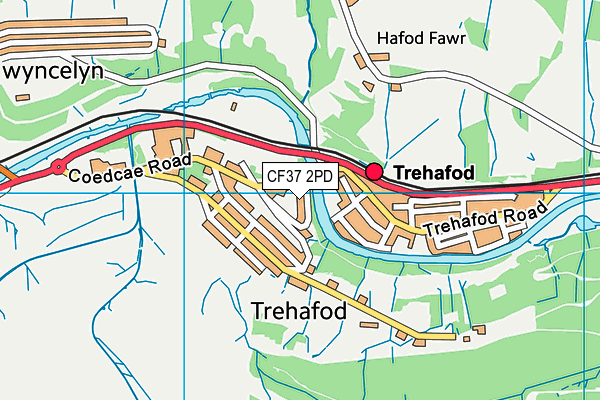 CF37 2PD map - OS VectorMap District (Ordnance Survey)