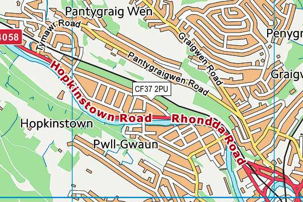 CF37 2PU map - OS VectorMap District (Ordnance Survey)