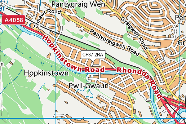 CF37 2RA map - OS VectorMap District (Ordnance Survey)