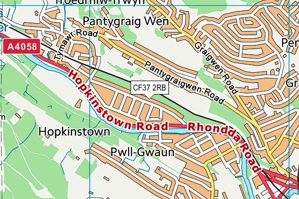 CF37 2RB map - OS VectorMap District (Ordnance Survey)