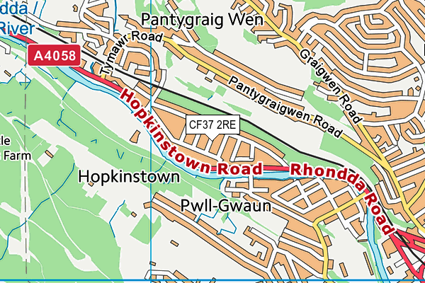 CF37 2RE map - OS VectorMap District (Ordnance Survey)