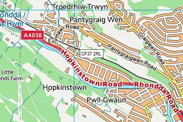 CF37 2RL map - OS VectorMap District (Ordnance Survey)