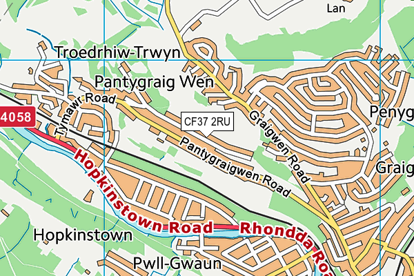 CF37 2RU map - OS VectorMap District (Ordnance Survey)