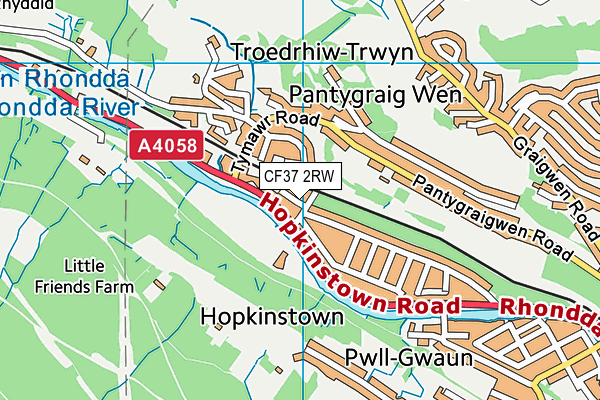 CF37 2RW map - OS VectorMap District (Ordnance Survey)