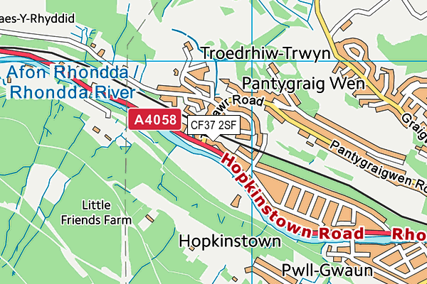 CF37 2SF map - OS VectorMap District (Ordnance Survey)