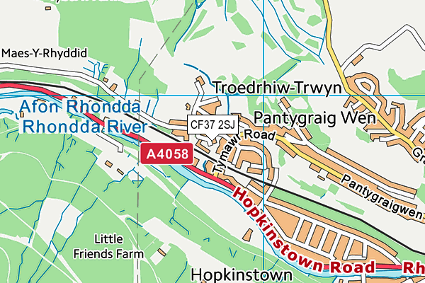 CF37 2SJ map - OS VectorMap District (Ordnance Survey)