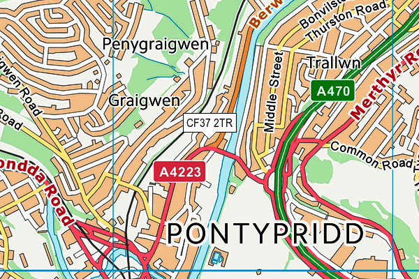 CF37 2TR map - OS VectorMap District (Ordnance Survey)