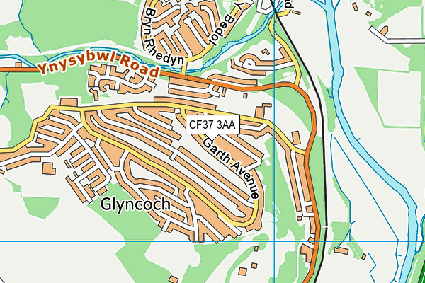 CF37 3AA map - OS VectorMap District (Ordnance Survey)