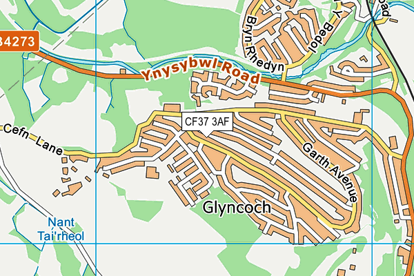 CF37 3AF map - OS VectorMap District (Ordnance Survey)