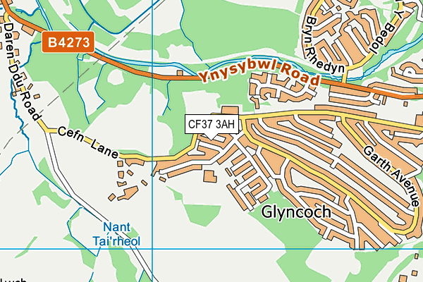 CF37 3AH map - OS VectorMap District (Ordnance Survey)