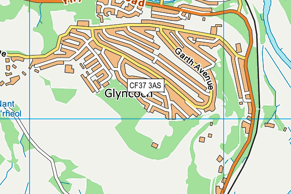 CF37 3AS map - OS VectorMap District (Ordnance Survey)