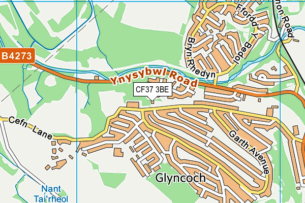 CF37 3BE map - OS VectorMap District (Ordnance Survey)