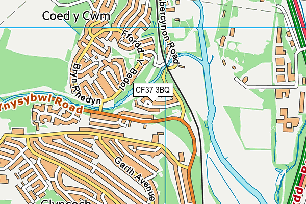 CF37 3BQ map - OS VectorMap District (Ordnance Survey)