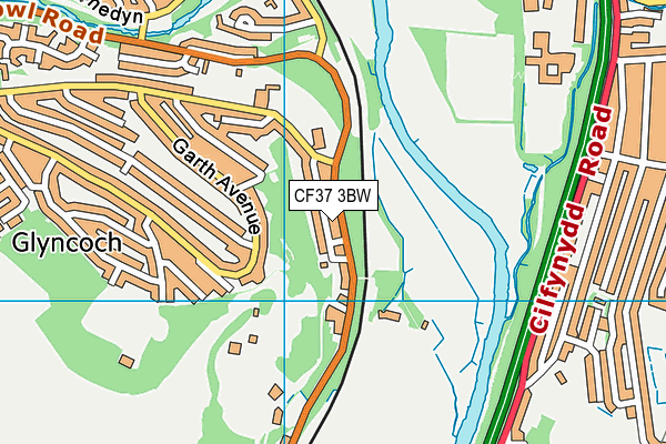 CF37 3BW map - OS VectorMap District (Ordnance Survey)