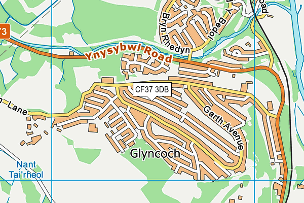 CF37 3DB map - OS VectorMap District (Ordnance Survey)