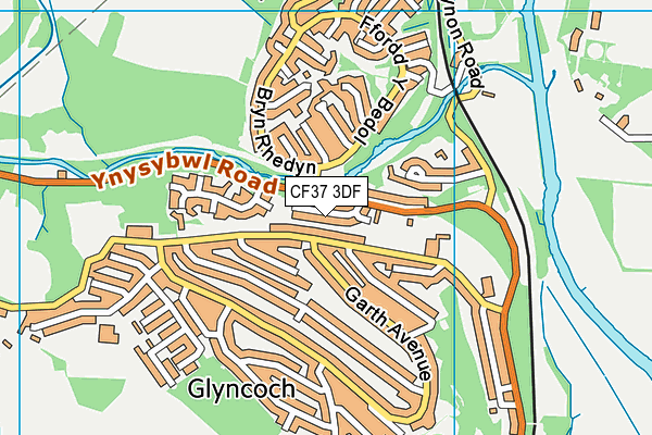 CF37 3DF map - OS VectorMap District (Ordnance Survey)