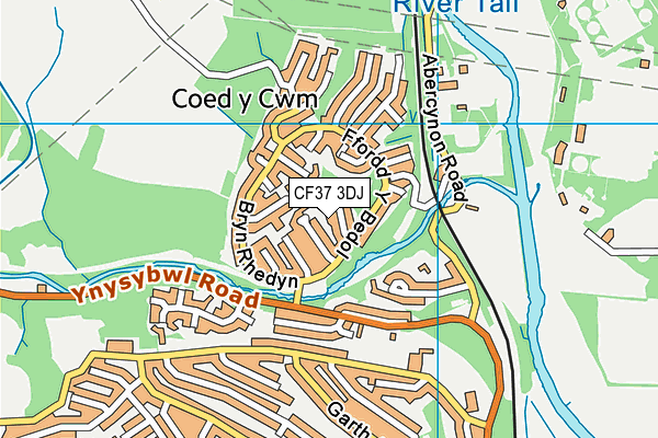 CF37 3DJ map - OS VectorMap District (Ordnance Survey)