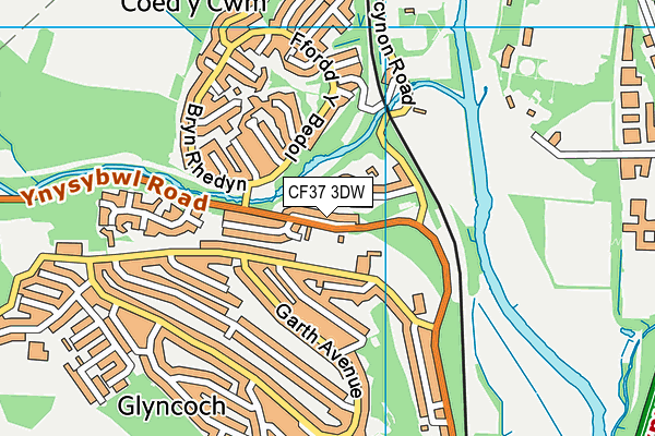 CF37 3DW map - OS VectorMap District (Ordnance Survey)