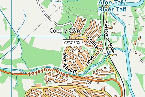 CF37 3DX map - OS VectorMap District (Ordnance Survey)