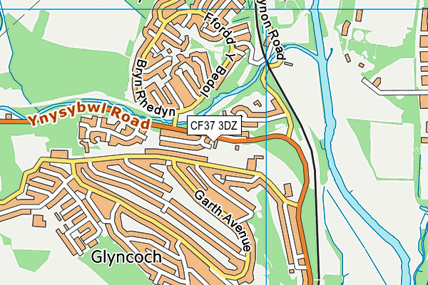 CF37 3DZ map - OS VectorMap District (Ordnance Survey)