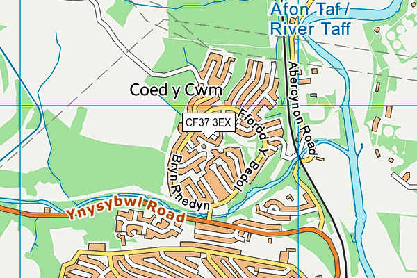 CF37 3EX map - OS VectorMap District (Ordnance Survey)