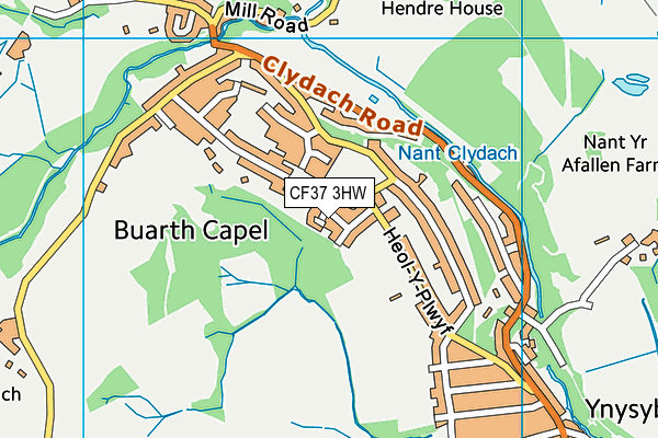 CF37 3HW map - OS VectorMap District (Ordnance Survey)