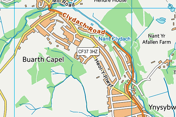 CF37 3HZ map - OS VectorMap District (Ordnance Survey)