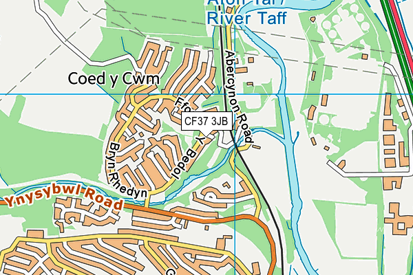 CF37 3JB map - OS VectorMap District (Ordnance Survey)