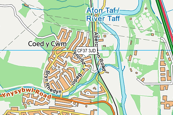 CF37 3JD map - OS VectorMap District (Ordnance Survey)