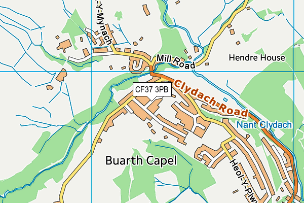 CF37 3PB map - OS VectorMap District (Ordnance Survey)