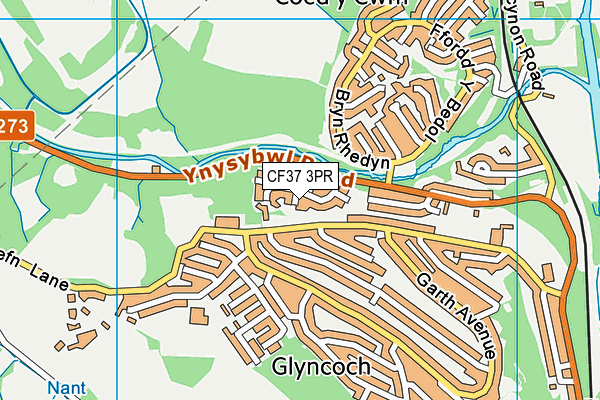 CF37 3PR map - OS VectorMap District (Ordnance Survey)