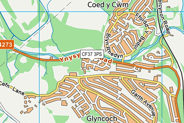 CF37 3PS map - OS VectorMap District (Ordnance Survey)