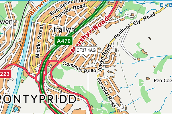 CF37 4AG map - OS VectorMap District (Ordnance Survey)