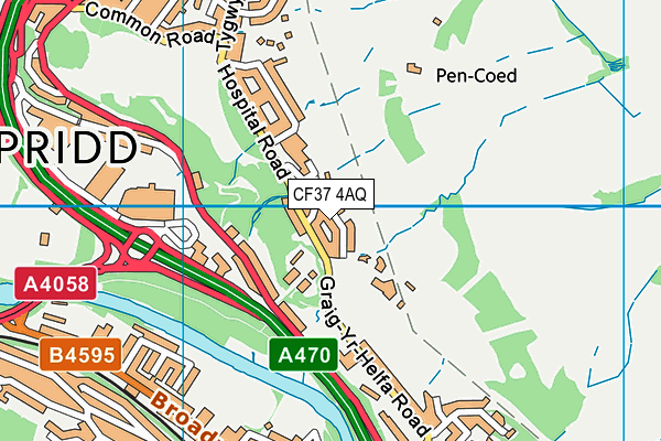 CF37 4AQ map - OS VectorMap District (Ordnance Survey)