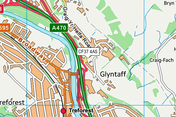 CF37 4AS map - OS VectorMap District (Ordnance Survey)