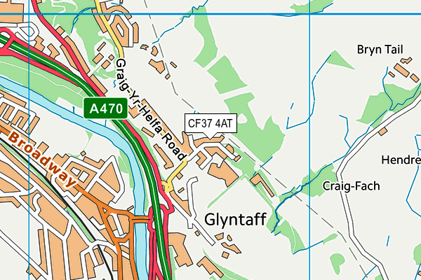 CF37 4AT map - OS VectorMap District (Ordnance Survey)