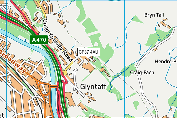 CF37 4AU map - OS VectorMap District (Ordnance Survey)