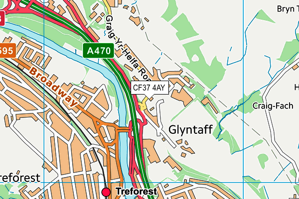 CF37 4AY map - OS VectorMap District (Ordnance Survey)