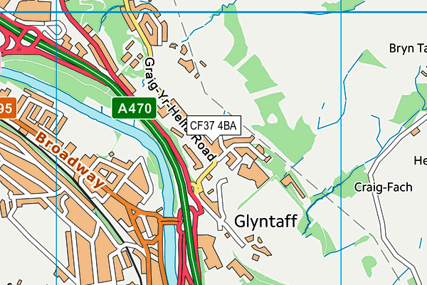 CF37 4BA map - OS VectorMap District (Ordnance Survey)