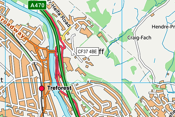 CF37 4BE map - OS VectorMap District (Ordnance Survey)