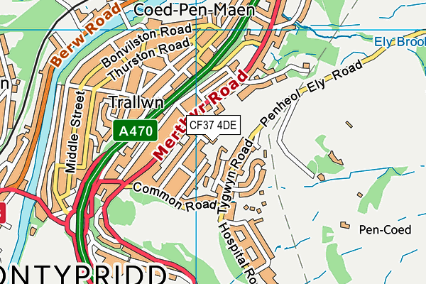 CF37 4DE map - OS VectorMap District (Ordnance Survey)