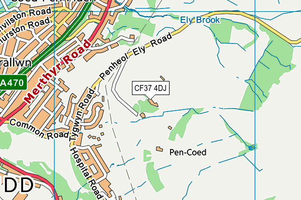 CF37 4DJ map - OS VectorMap District (Ordnance Survey)