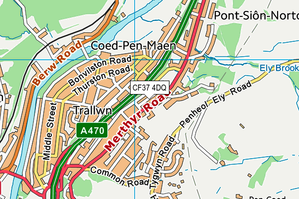 CF37 4DQ map - OS VectorMap District (Ordnance Survey)