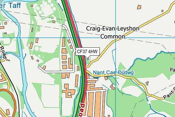 CF37 4HW map - OS VectorMap District (Ordnance Survey)
