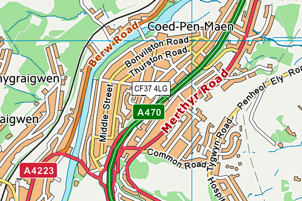 CF37 4LG map - OS VectorMap District (Ordnance Survey)