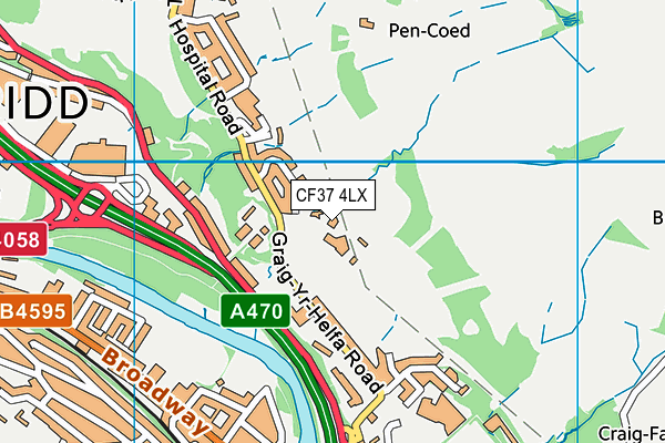 CF37 4LX map - OS VectorMap District (Ordnance Survey)